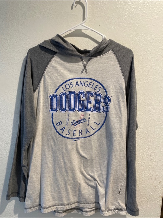 Los Angeles Dodgers Other - Los Angeles Dodgers Raglan Hooded Long-Sleeve Shirt - Gray/White